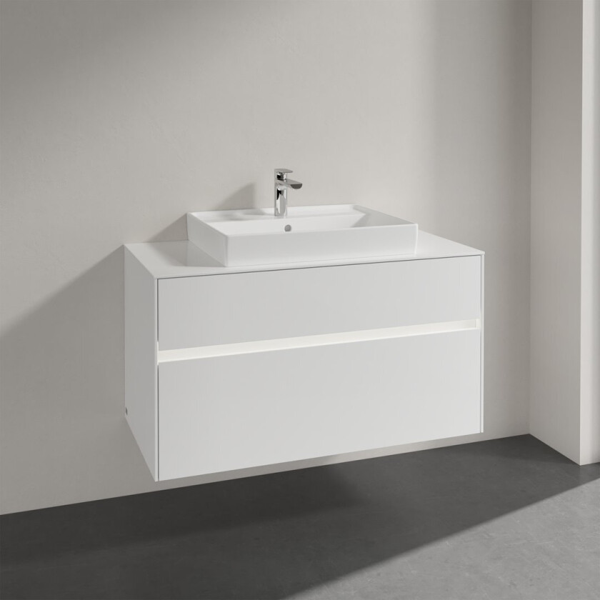 VILLEROY & BOCH COLLARO SERVANTSKAP 100 M/LYS FOR SERVANT MIDT 60 CM M/2 SKUFFER HVIT HØYGLANS