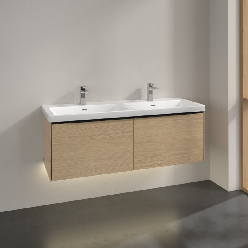 VILLEROY & BOCH SUBWAY 3.0 SERVANTSKAP 127X42 F/DOBBELSERVANT ARIZONA OAK M/LYS HÅNDTAK I VOLCANO BLACK