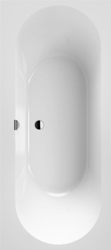 VILLEROY & BOCH OBERON 2.0 BADEKAR 180X80 FOR INNBYGGING STONE WHITE M/AVLØPSSETT I SORT/STONE WHITE