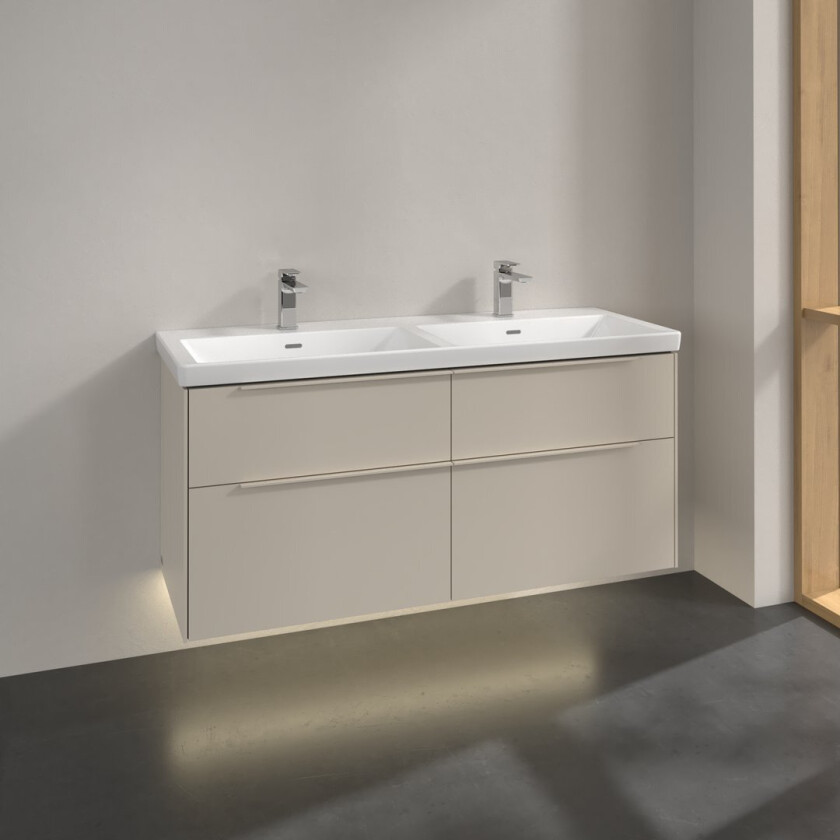 VILLEROY & BOCH SUBWAY 3.0 SERVANTSKAP 127X57 F/DOBBELSERVANT CASHMERE GREY M/LYS HÅNDTAK I MØBELETS FARGE