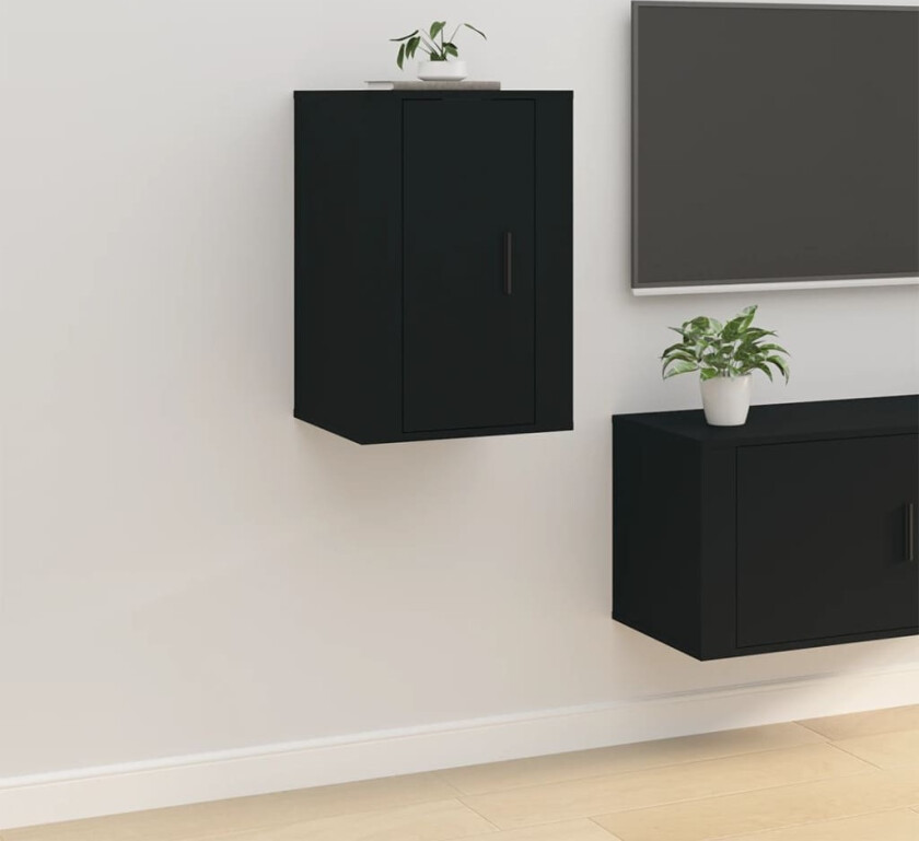 Vegghengt TV-benk svart 40x34,5x60 cm