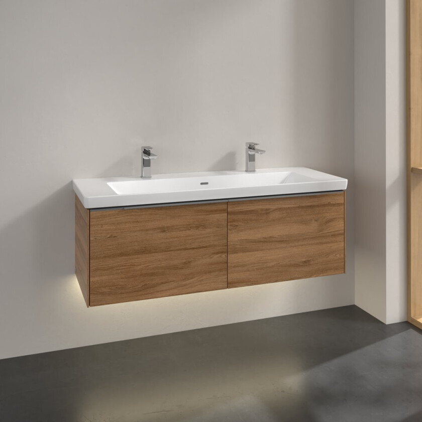 VILLEROY & BOCH SUBWAY 3.0 SERVANTSKAP 127X42 KANSAS OAK M/LYS HÅNDTAK I KROM