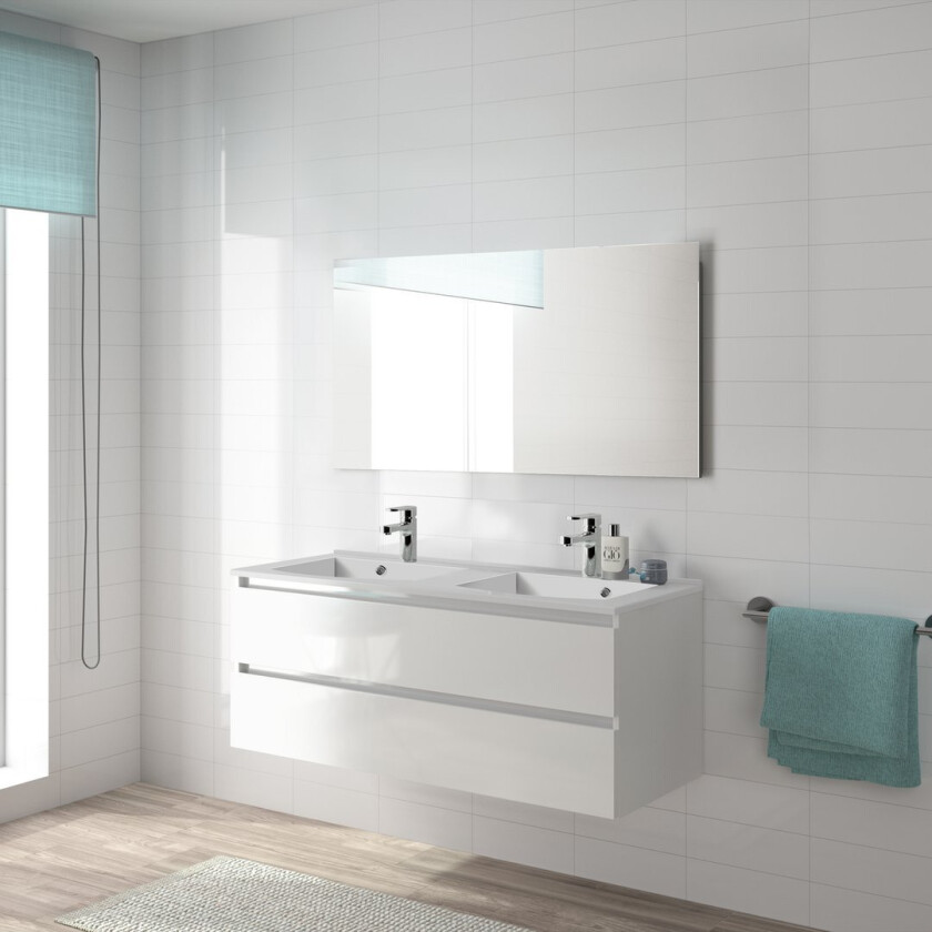 ALLIBERT ALMA UNDERSKAP 120 CM 2 SKUFFER HVIT HØYGLANS