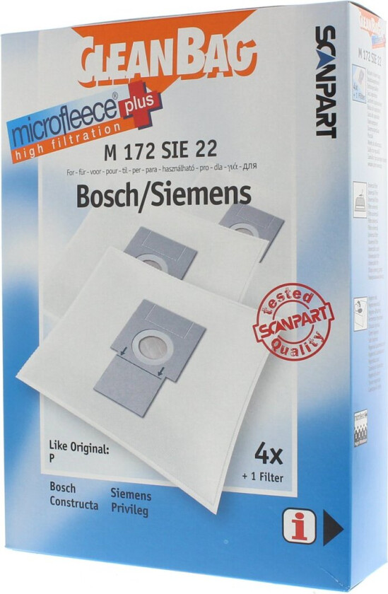 CLEANBAG STØVSUGERPOSE M 172 SIE 22 4-PK