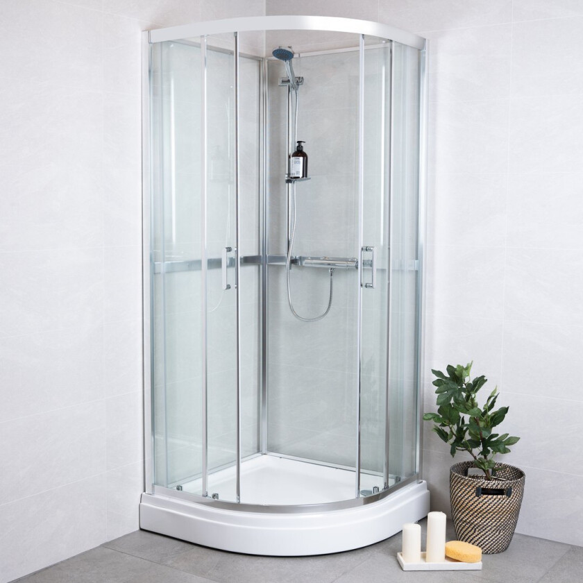 CELESTE LUNA BUET DUSJKABINETT 90X90X195 CM LAV MODELL, KROM
