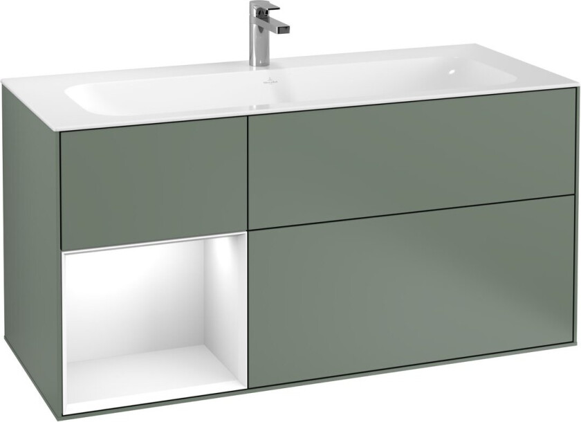 VILLEROY & BOCH FINION SERVANTSKAP 120 OLIVEN MATT LAKK EMOTION-LYS, VENSTRESTILT HVIT HYLLE