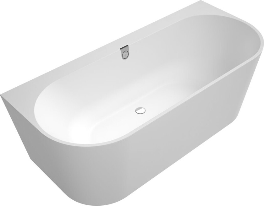 VILLEROY & BOCH OBERON 2.0 BACK-TO-WALL BADEKAR 180X80 STONE WHITE M/AVLØPSSETT I SORT/STONE WHITE