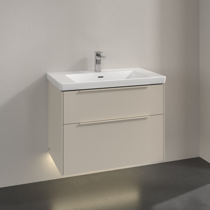 VILLEROY & BOCH SUBWAY 3.0 SERVANTSKAP 77X57 CASHMERE GREY M/LYS HÅNDTAK I MØBELETS FARGE