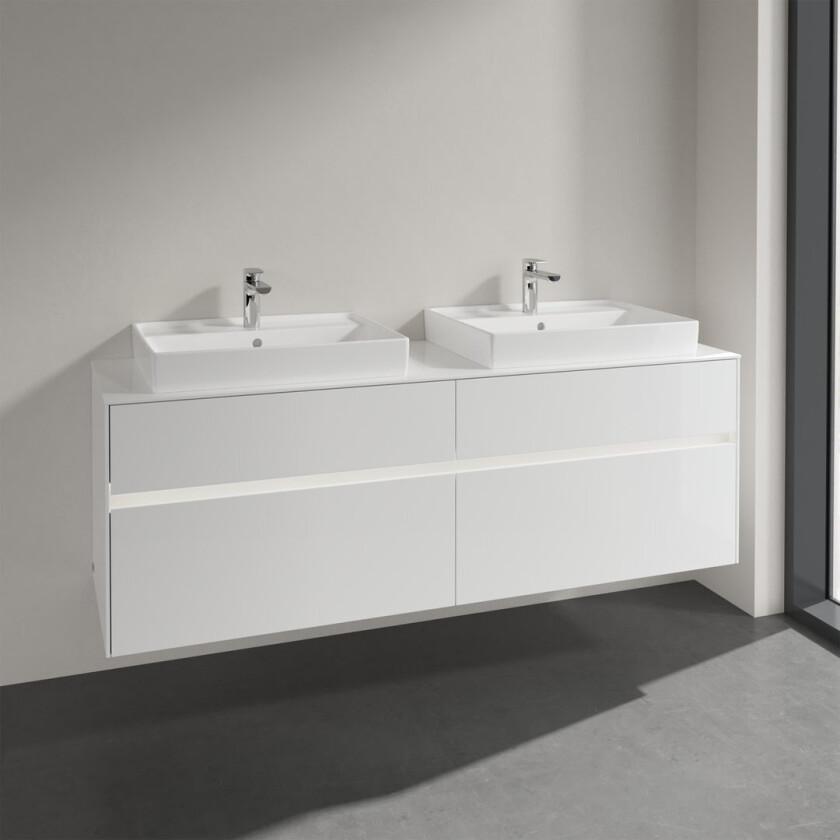 VILLEROY & BOCH COLLARO SERVANTSKAP 160 M/LYS FOR 2STK SERVANT 60 CM M/4 SKUFFER HVIT HØYGLANS