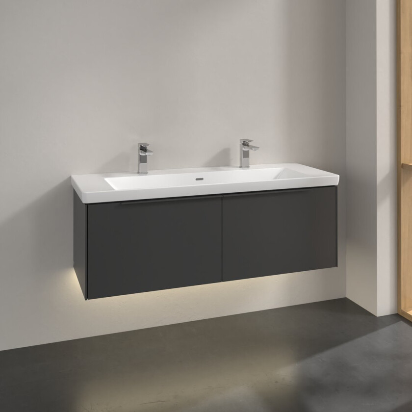 VILLEROY & BOCH SUBWAY 3.0 SERVANTSKAP 127X42 GRAPHITE M/LYS HÅNDTAK I MØBELETS FARGE