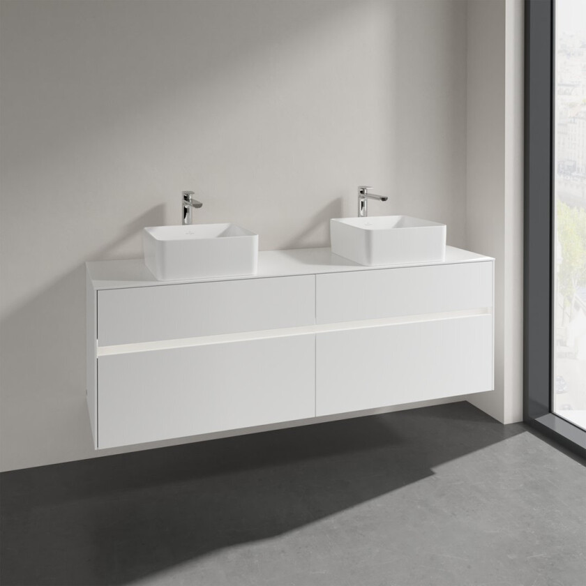 VILLEROY & BOCH COLLARO SERVANTSKAP 160 M/LYS FOR 2 SERVANTER M/4 SKUFFER HVIT MATT