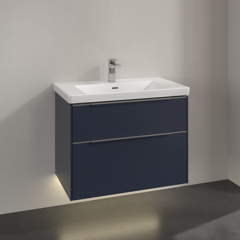 VILLEROY & BOCH SUBWAY 3.0 SERVANTSKAP 77X57 MARINE BLUE M/LYS HÅNDTAK I KROM