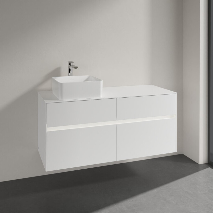 VILLEROY & BOCH COLLARO SERVANTSKAP 120 M/LYS FOR SERVANT VENSTRE M/4 SKUFFER HVIT MATT