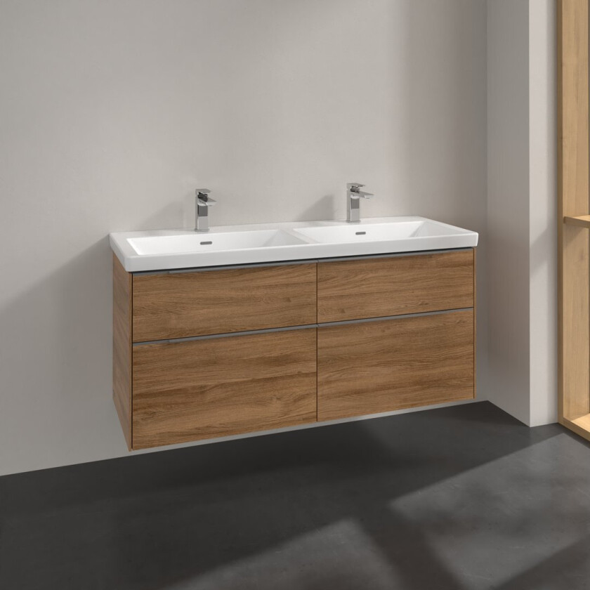 VILLEROY & BOCH SUBWAY 3.0 SERVANTSKAP 127X57 F/DOBBELSERVANT KANSAS OAK HÅNDTAK I KROM