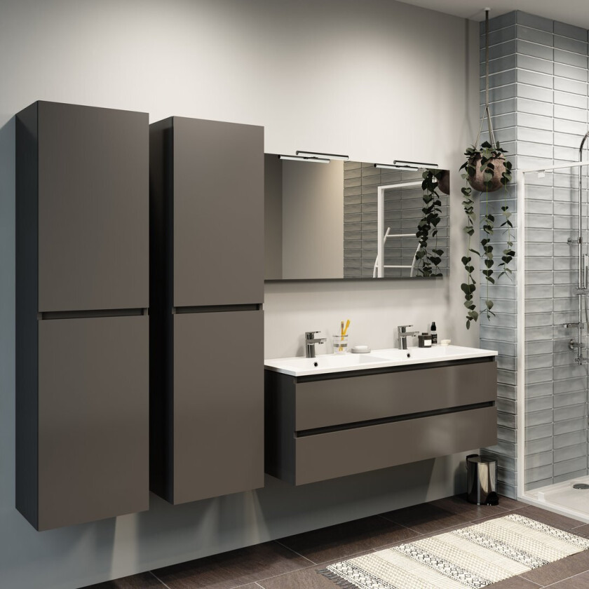 ALLIBERT ALMA UNDERSKAP 120 CM 2 SKUFFER ASFALT HØYGLANS