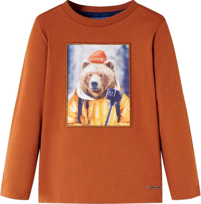 T-skjorte for barn med lange ermer brent oransje 140