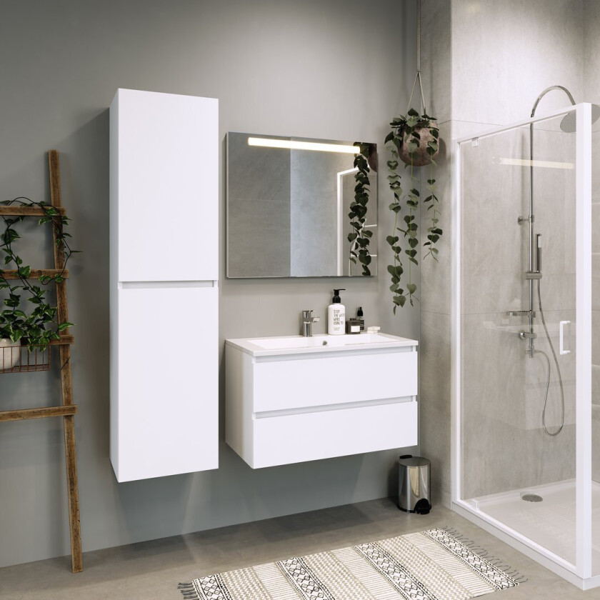 ALLIBERT ALMA UNDERSKAP 80 CM 2 SKUFFER HVIT HØYGLANS