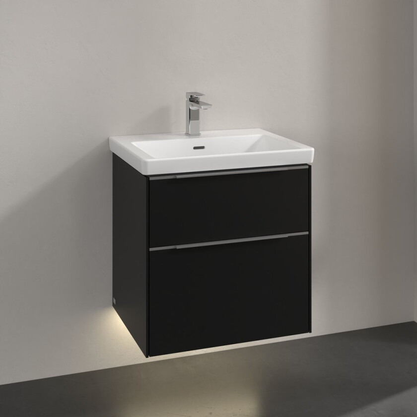 VILLEROY & BOCH SUBWAY 3.0 SERVANTSKAP 57X47 VOLCANO BLACK M/LYS HÅNDTAK I KROM