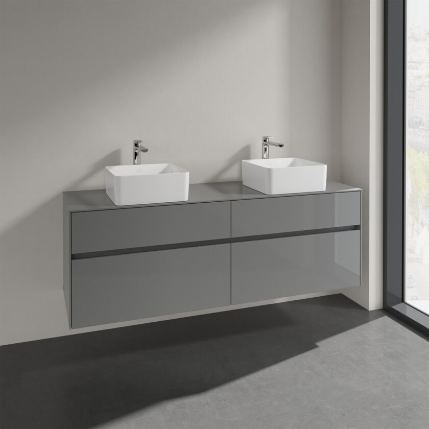 VILLEROY & BOCH COLLARO SERVANTSKAP 160 FOR 2 SERVANTER M/4 SKUFFER GRÅ HØYGLANS