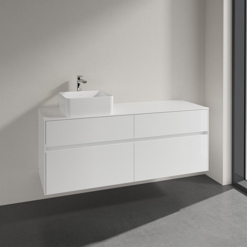 VILLEROY & BOCH COLLARO SERVANTSKAP 140 FOR SERVANT VENSTRE M/4 SKUFFER HVIT HØYGLANS