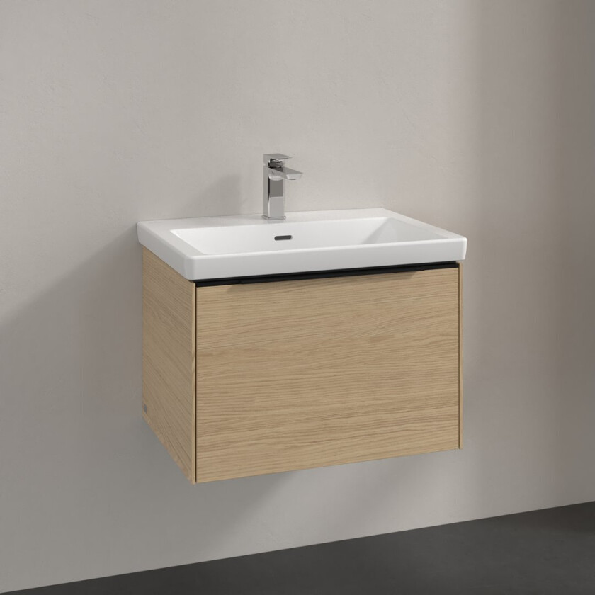 VILLEROY & BOCH SUBWAY 3.0 SERVANTSKAP 66X42 NORDIC OAK HÅNDTAK I VOLCANO BLACK