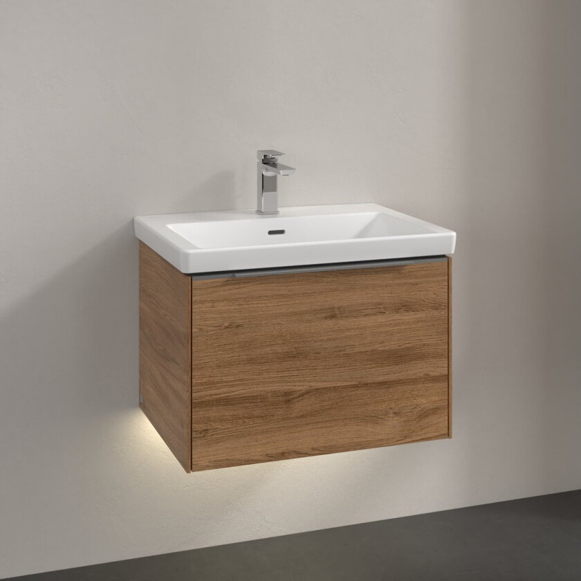 VILLEROY & BOCH SUBWAY 3.0 SERVANTSKAP 66X42 KANSAS OAK M/LYS HÅNDTAK I KROM