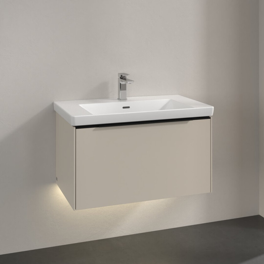 VILLEROY & BOCH SUBWAY 3.0 SERVANTSKAP 77X42 CASHMERE GREY M/LYS HÅNDTAK I VOLCANO BLACK