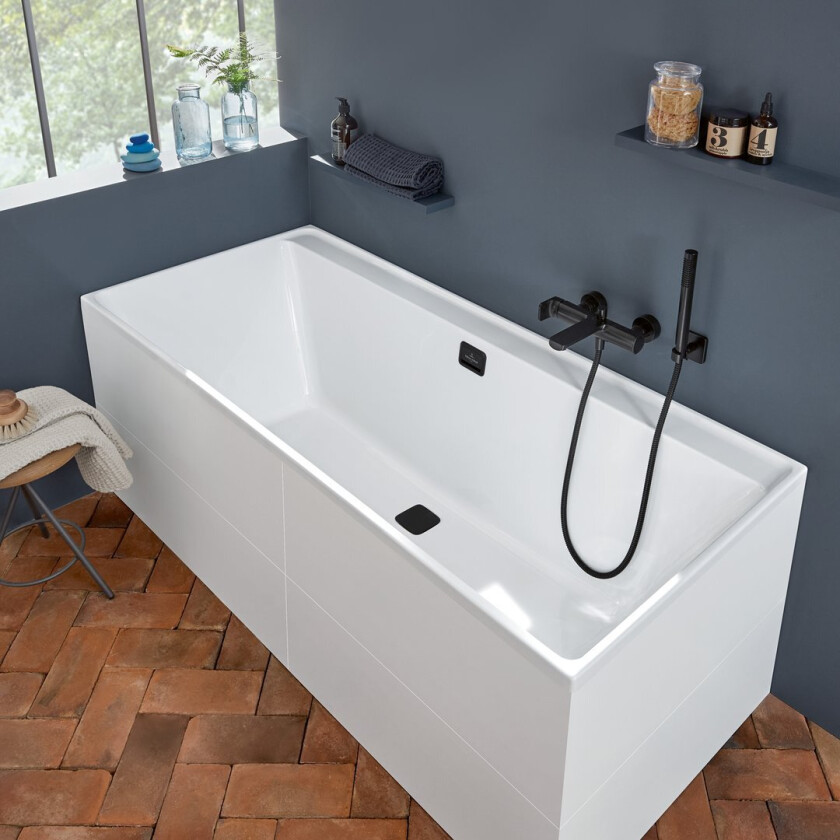 VILLEROY & BOCH COLLARO BADEKAR 190X90 FOR INNBYGGING MED AVLØPSSETT I MATT SORT