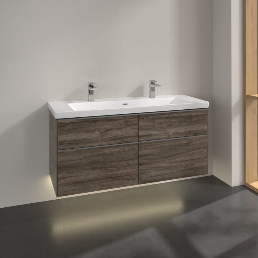 VILLEROY & BOCH SUBWAY 3.0 SERVANTSKAP 127X57 STONE OAK M/LYS HÅNDTAK I KROM