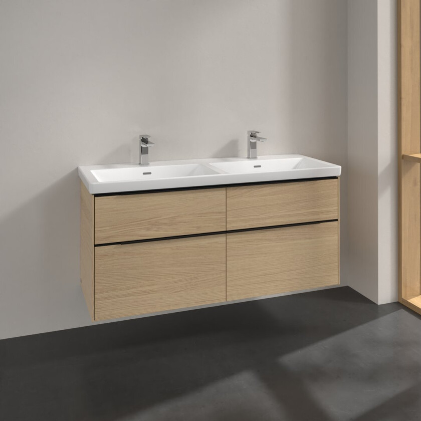 VILLEROY & BOCH SUBWAY 3.0 SERVANTSKAP 127X57 F/DOBBELSERVANT NORDIC OAK HÅNDTAK I VOLCANO BLACK