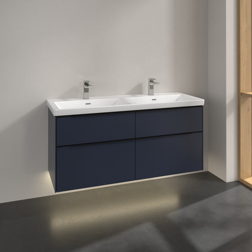 VILLEROY & BOCH SUBWAY 3.0 SERVANTSKAP 127X57 F/DOBBELSERVANT MARINE BLUE M/LYS HÅNDTAK I VOLCANO BLACK