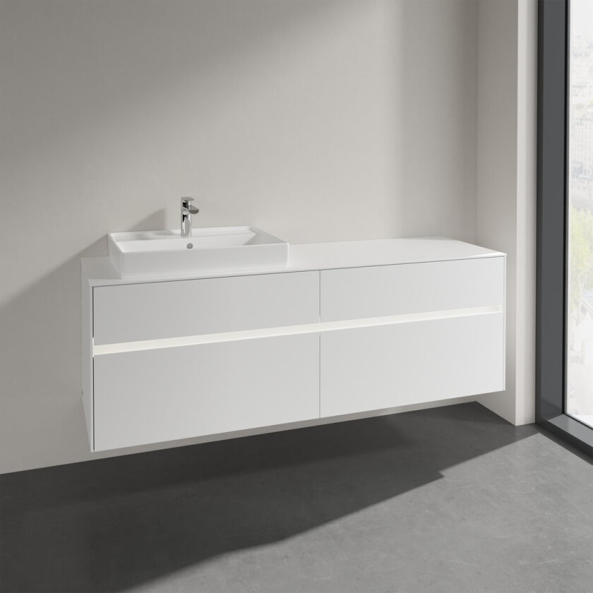 VILLEROY & BOCH COLLARO SERVANTSKAP 160 M/LYS FOR SERVANT VENSTRE 60 CM M/4 SKUFFER HVIT MATT