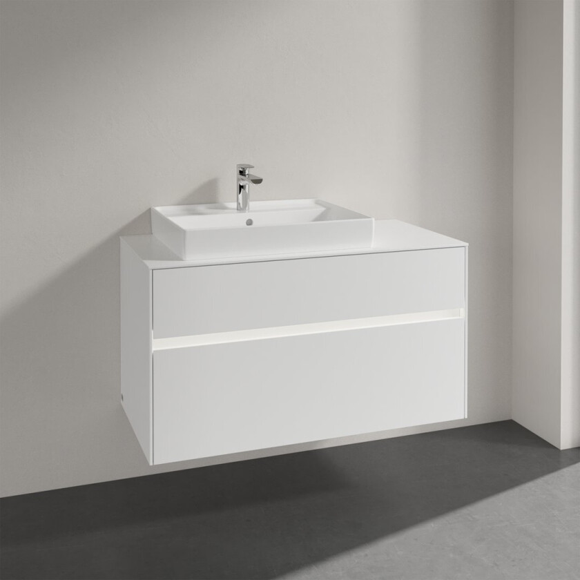 VILLEROY & BOCH COLLARO SERVANTSKAP 100 M/LYS FOR SERVANT VENSTRE 60 CM M/2 SKUFFER HVIT MATT