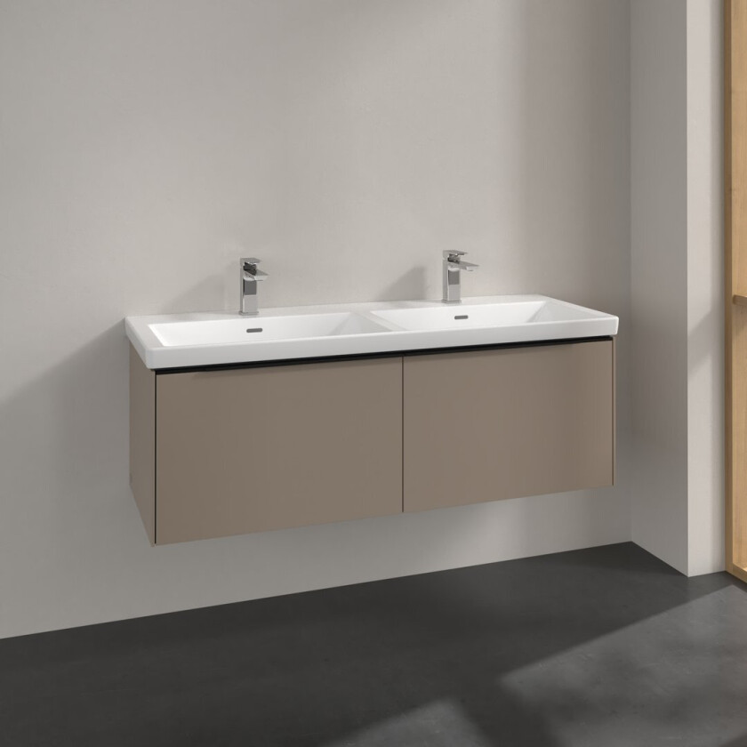 VILLEROY & BOCH SUBWAY 3.0 SERVANTSKAP 127X42 F/DOBBELSERVANT TAUPE HÅNDTAK I VOLCANO BLACK