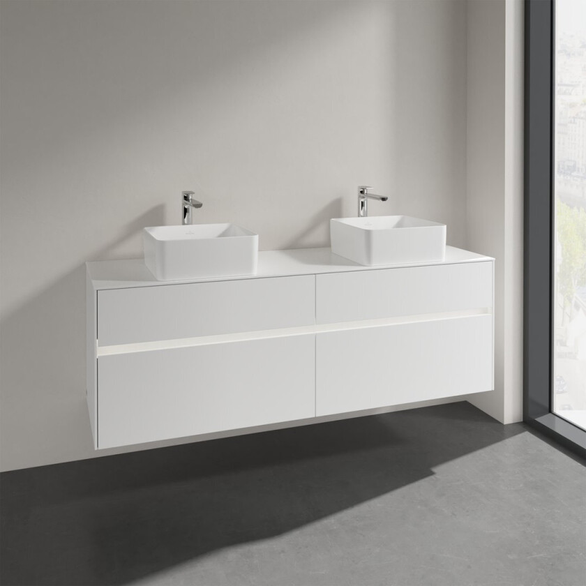 VILLEROY & BOCH COLLARO SERVANTSKAP 160 M/LYS FOR SERVANT VENSTRE M/4 SKUFFER HVIT MATT