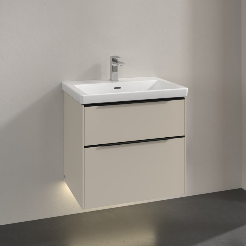 VILLEROY & BOCH SUBWAY 3.0 SERVANTSKAP 62X57 CASHMERE GREY M/LYS HÅNDTAK I VOLCANO BLACK