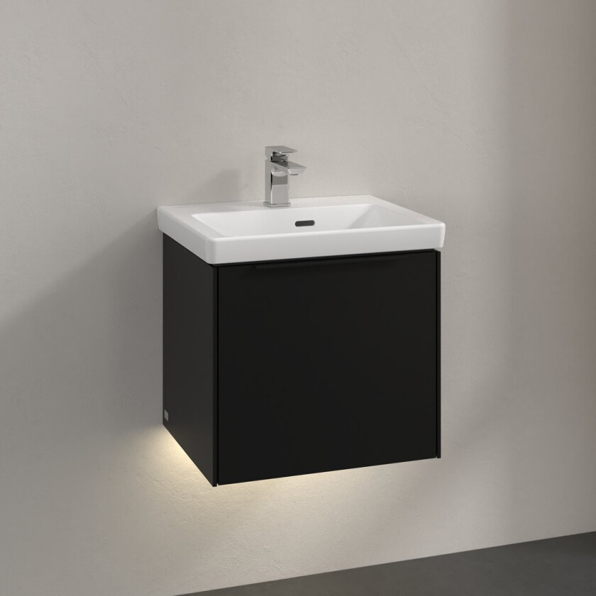 VILLEROY & BOCH SUBWAY 3.0 SERVANTSKAP 47X42 VOLCANO BLACK M/LYS HÅNDTAK I MØBELETS FARGE