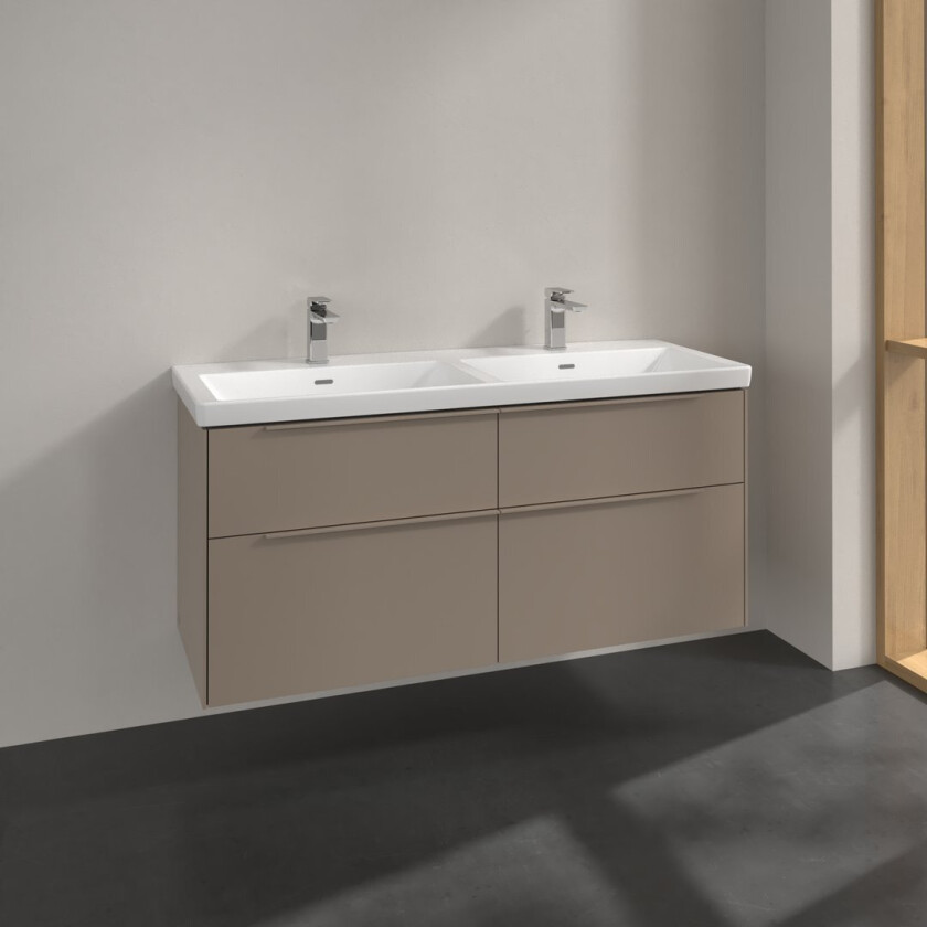 VILLEROY & BOCH SUBWAY 3.0 SERVANTSKAP 127X57 F/DOBBELSERVANT TAUPE HÅNDTAK I MØBELETS FARGE