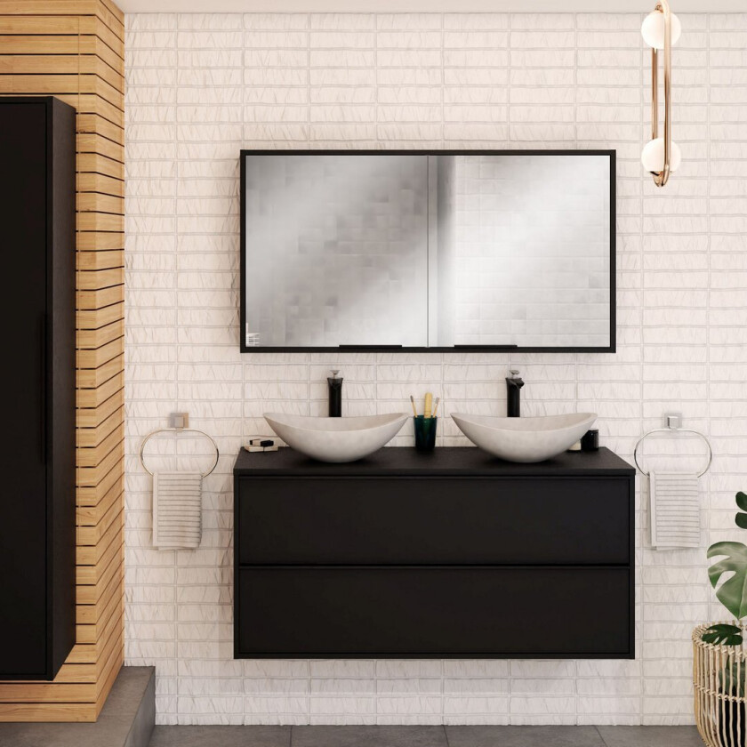 ALLIBERT BORDER DOBB. UNDERSKAP 120 CM SORT HÅNDTAK MATT SORT