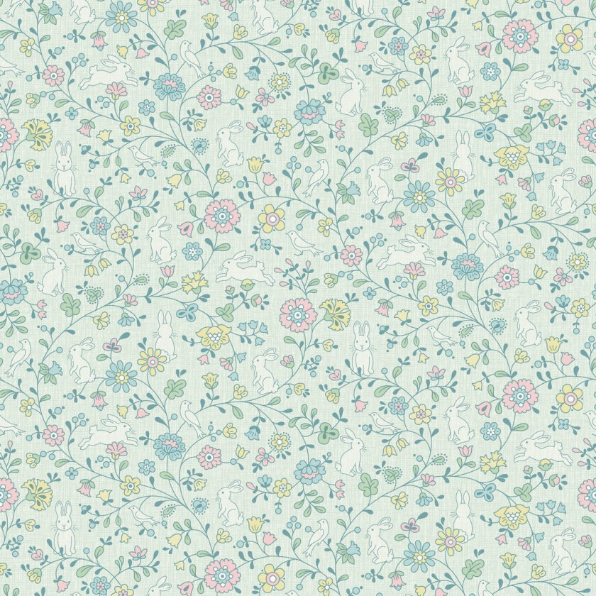 JACK N ROSE VINYLTAPET BLOMSTERMØNSTRET GRØNN 10,05X0,53 M