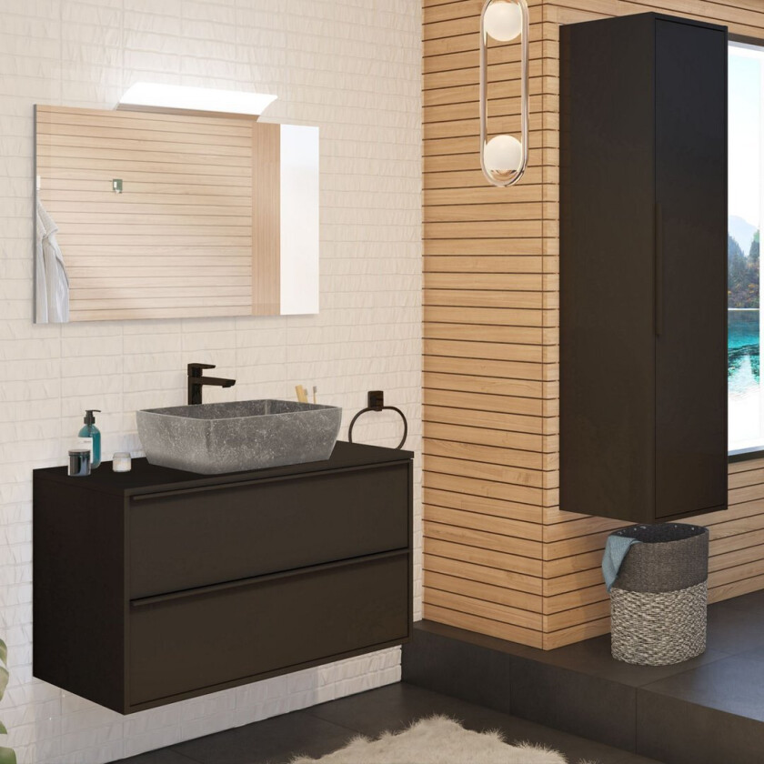 ALLIBERT BORDER UNDERSKAP 100 CM SORT HÅNDTAK MATT SORT