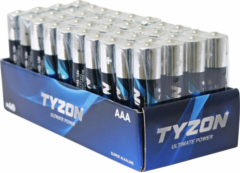 TYZON ALKALISKE AAA-BATTERIER 40-PK