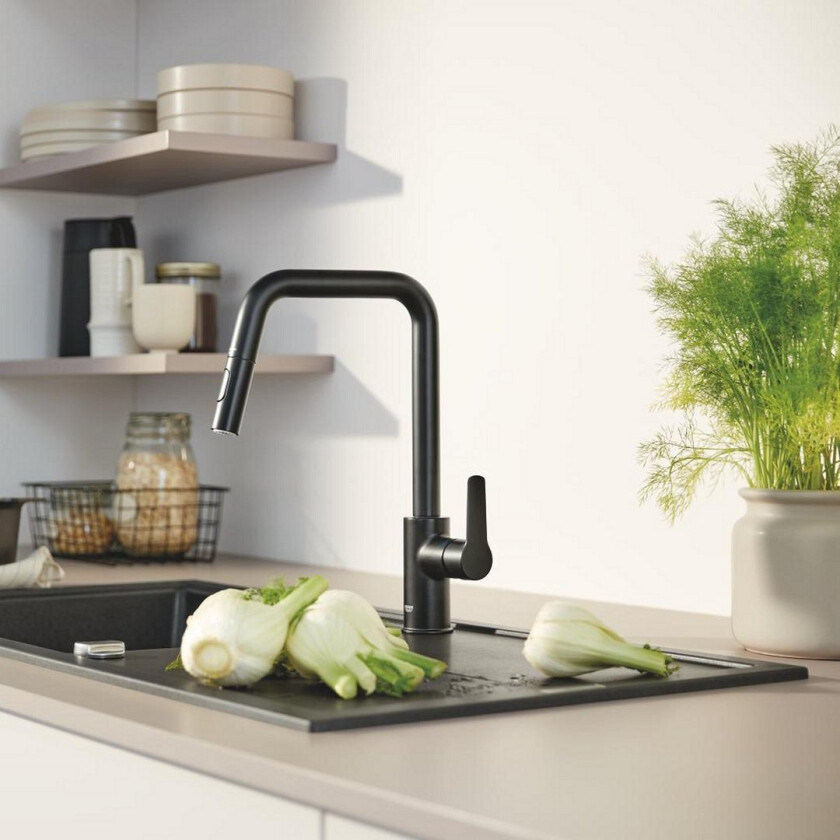 GROHE START KJØKKENARMATUR M/UTTREKKBAR TUT SORT