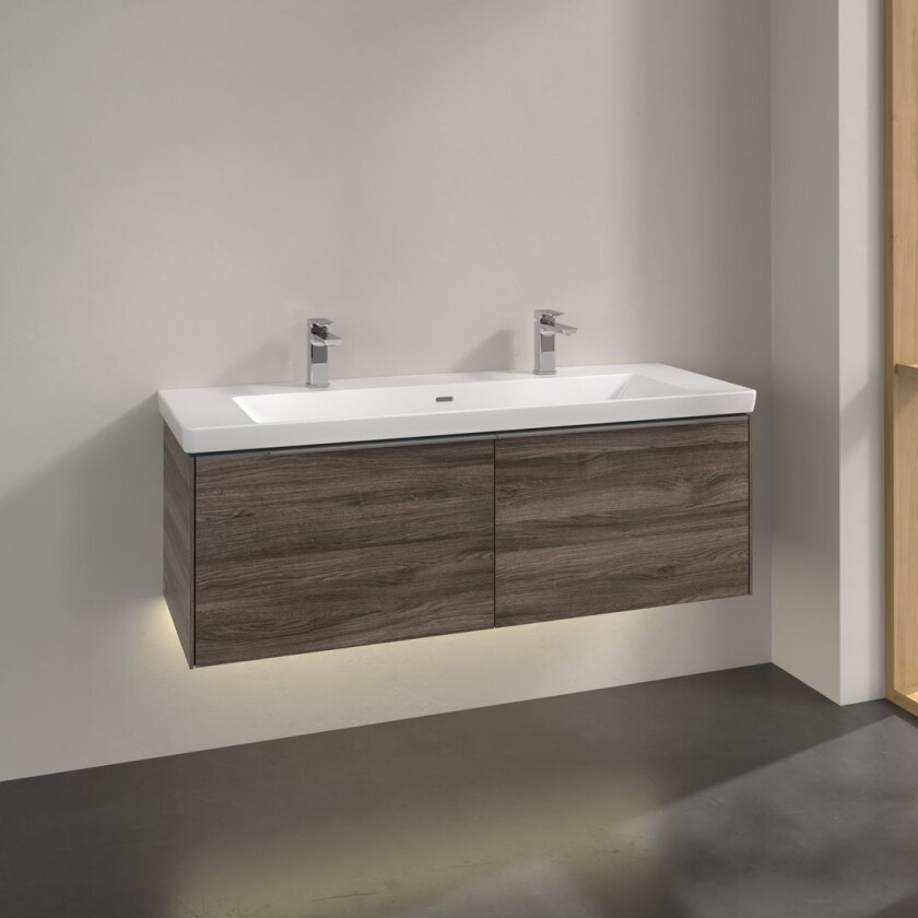 VILLEROY & BOCH SUBWAY 3.0 SERVANTSKAP 127X42 STONE OAK M/LYS HÅNDTAK I KROM