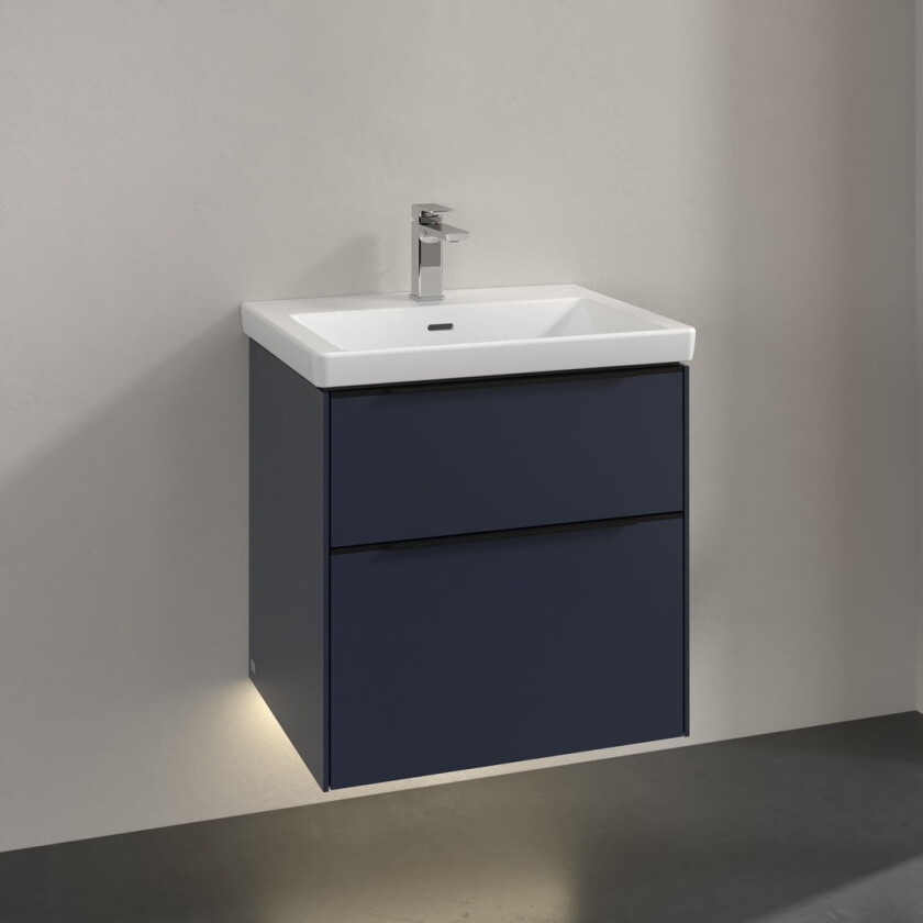 VILLEROY & BOCH SUBWAY 3.0 SERVANTSKAP 57X47 MARINE BLUE M/LYS HÅNDTAK I VOLCANO BLACK