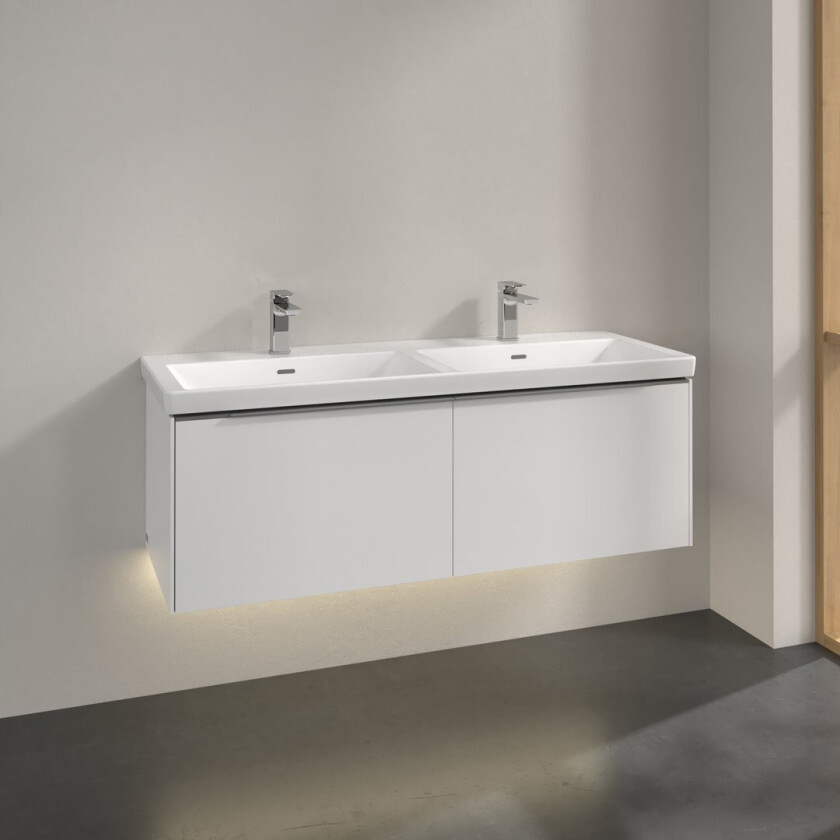 VILLEROY & BOCH SUBWAY 3.0 SERVANTSKAP 127X42 F/DOBBELSERVANT BRILLIANT WHITE M/LYS HÅNDTAK I KROM