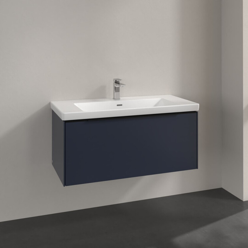 VILLEROY & BOCH SUBWAY 3.0 SERVANTSKAP 97X42 MARINE BLUE HÅNDTAK I VOLCANO BLACK