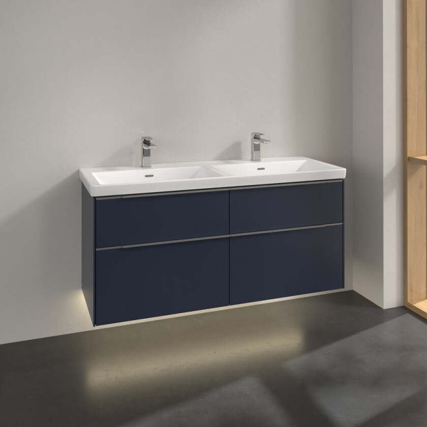 VILLEROY & BOCH SUBWAY 3.0 SERVANTSKAP 127X57 F/DOBBELSERVANT MARINE BLUE M/LYS HÅNDTAK I KROM