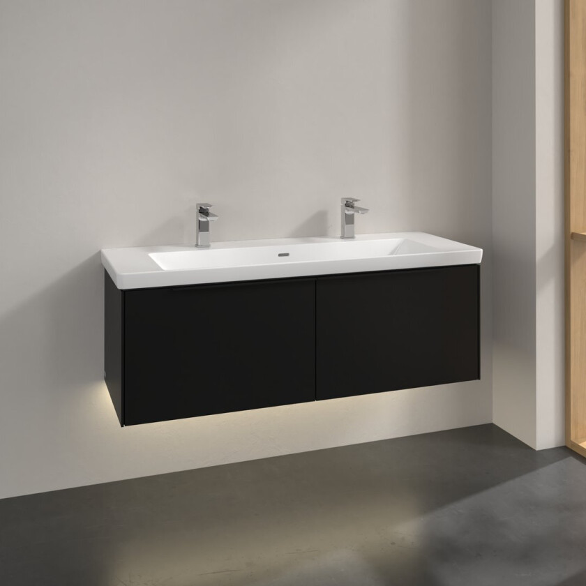 VILLEROY & BOCH SUBWAY 3.0 SERVANTSKAP 127X42 VOLCANO BLACK M/LYS HÅNDTAK I MØBELETS FARGE