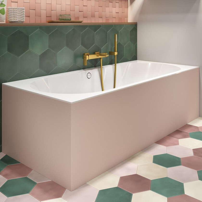 VILLEROY & BOCH OBERON 2.0 BADEKAR 170X75 FOR INNBYGGING HVIT ALPIN M/AVLØPSSETT I HVIT/KROM